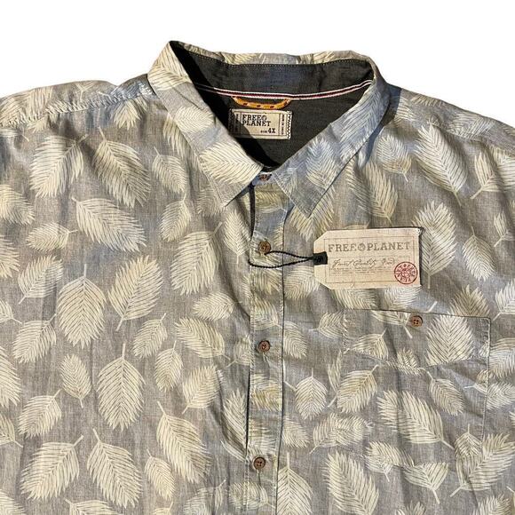 NWT Free Planet Gray Feather Long Sleeve Button Down Size 4X - Picture 2 of 9